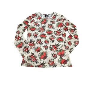 Harley Davidson Womens Medium Pullover Sheer Logo‎ Hearts Long Sleeve #AB2-3